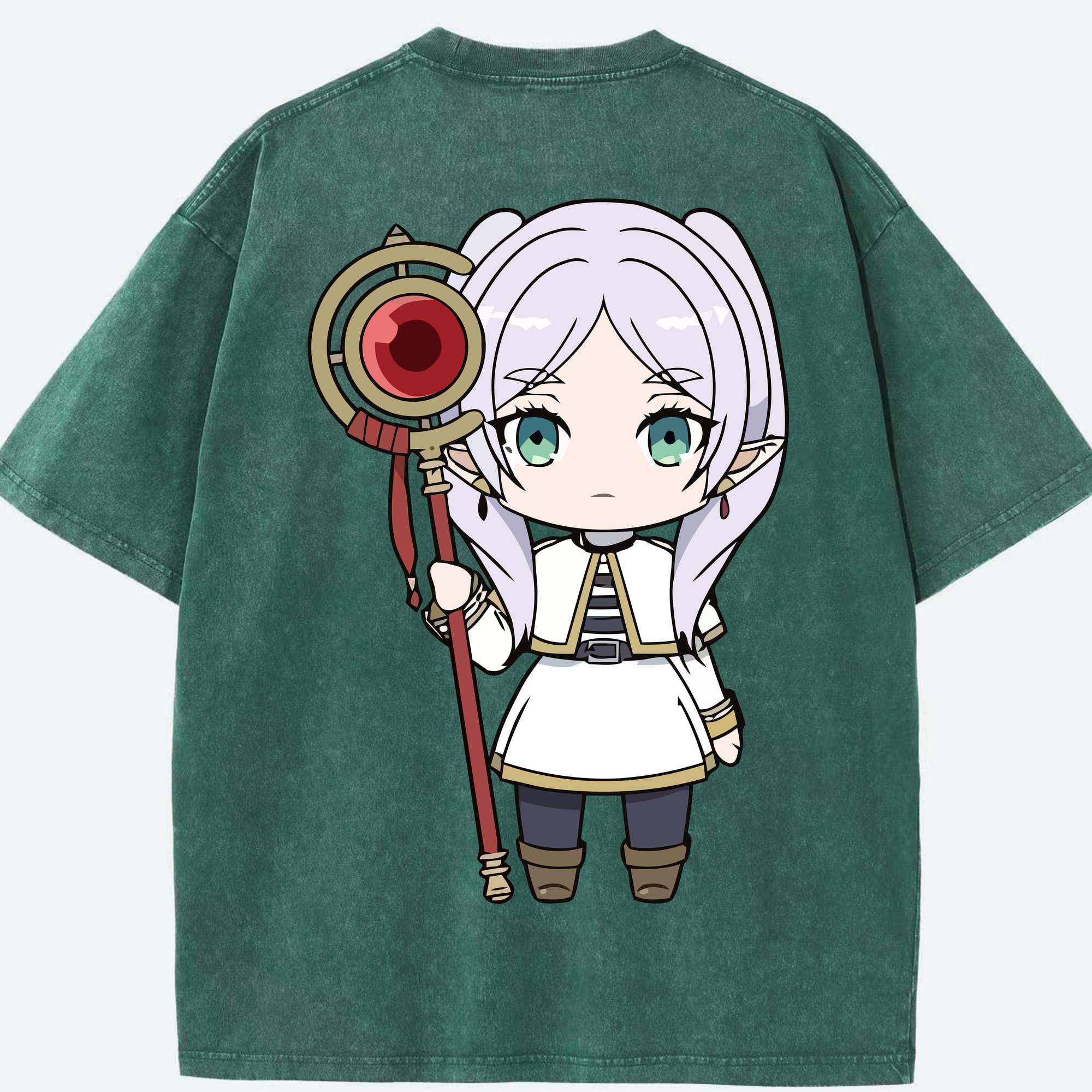 （画像用） 葬送のフリーレン Frieren 綿100% ヴィンテージ風 半袖Tシャツ（背面プリント）